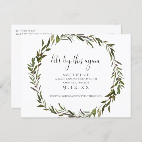 Greenery Wedding Change the Date Announcement