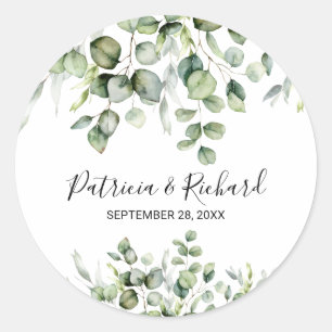 Greenery Wedding Classic Round Sticker