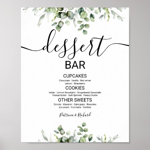 Greenery Wedding Dessert Table Sign 