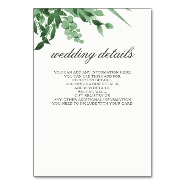 greenery wedding details card
