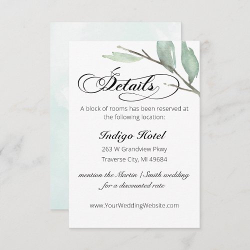 Greenery Wedding Details Enclosure Card