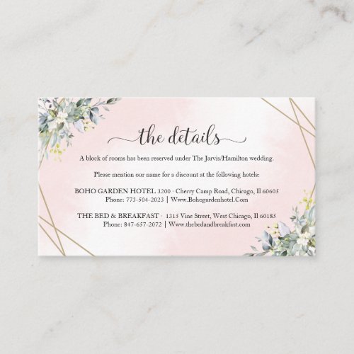 Greenery Wedding Details Enclosure Card