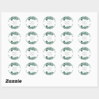 White and Black Greenery Wedding Envelope Stickers, Zazzle