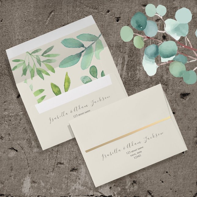 Greenery Wedding Envelope with Gold (Creator Uploaded)