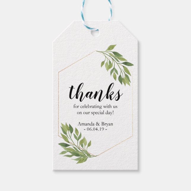 Greenery  Wedding Favor Gift Tag botanical (Front)
