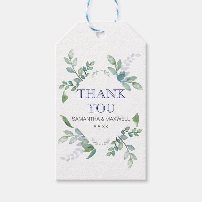 Greenery Wedding Favor Gift Tags (Front)