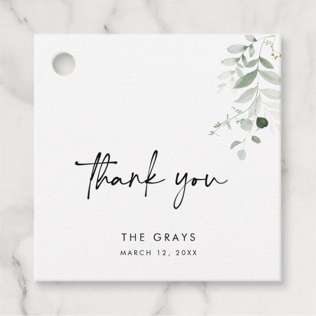 Greenery Wedding Favor Tag (Front)