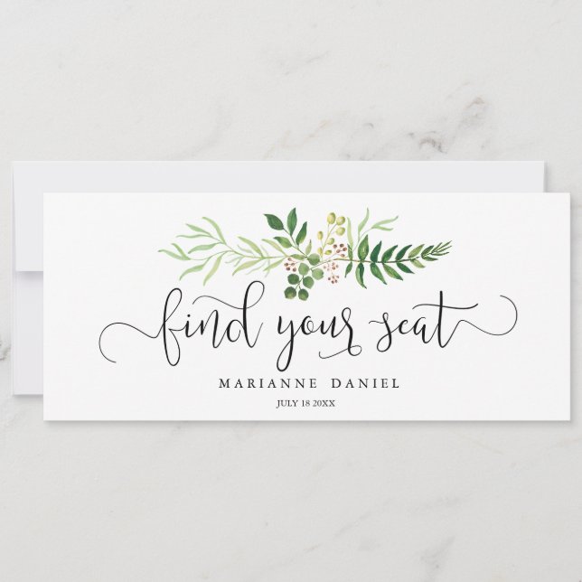Greenery wedding find your seat sign (Front)