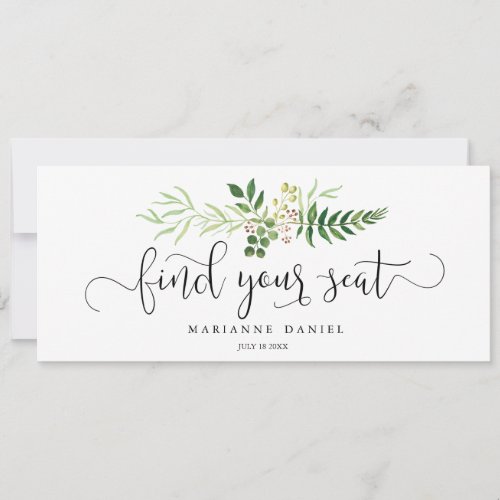 Greenery wedding find your seat sign