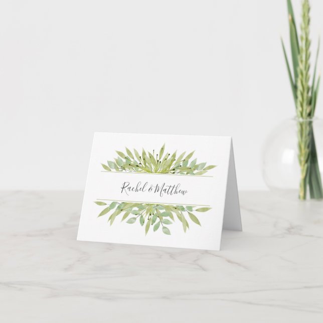 Greenery Wedding Folded Thank You Card (Front)