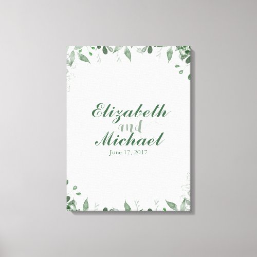 Greenery Wedding Guestbook Canvas Print