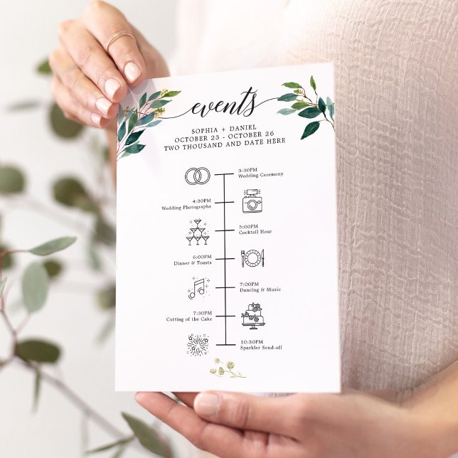 Greenery Wedding Icon Itinerary Welcome Letter Program (Creator Uploaded)