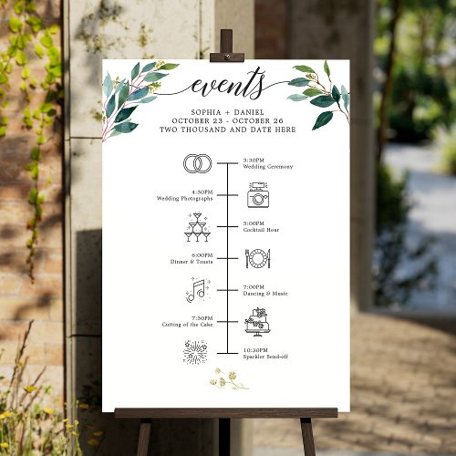 Greenery Wedding Icon Itinerary Welcome Sign