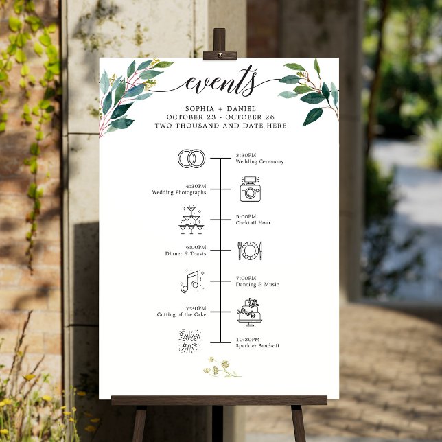 Greenery Wedding Icon Itinerary Welcome Sign (Creator Uploaded)