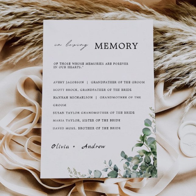 Greenery Wedding In Loving Memory Sign, Invitation (Greenery Wedding In Loving Memory Sign, Invitation)