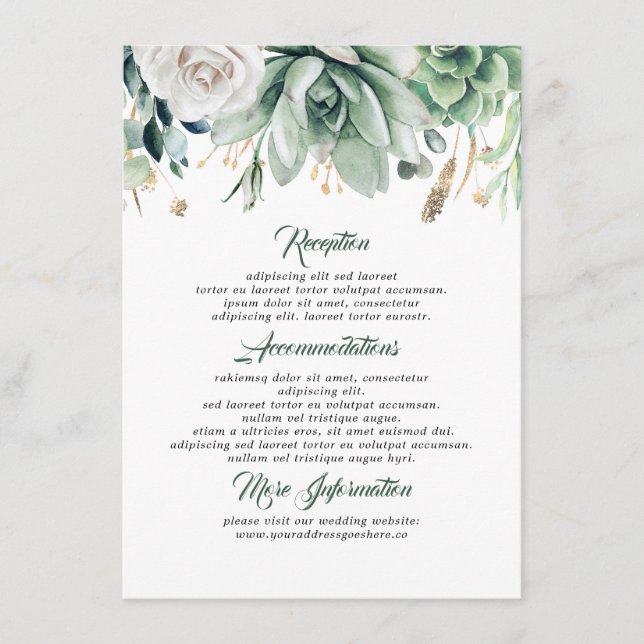 Greenery Wedding Information Guest Enclosure Card (Front)