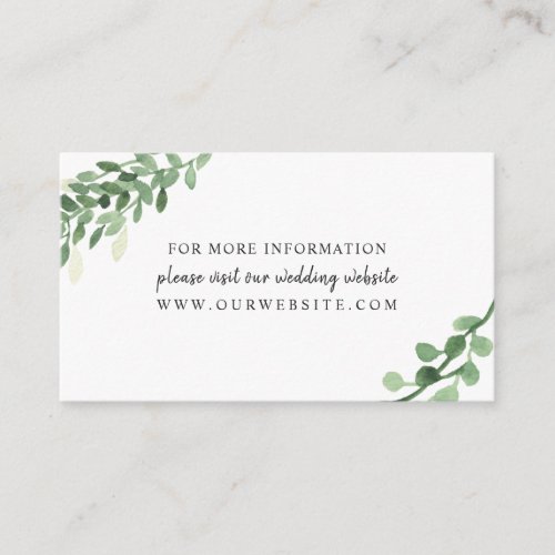 Greenery wedding information website card