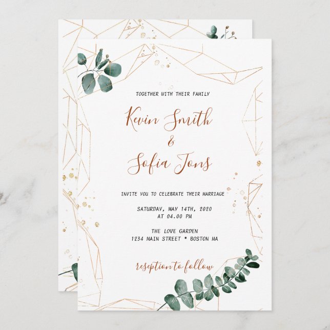 Greenery Wedding Invitation (Front/Back)