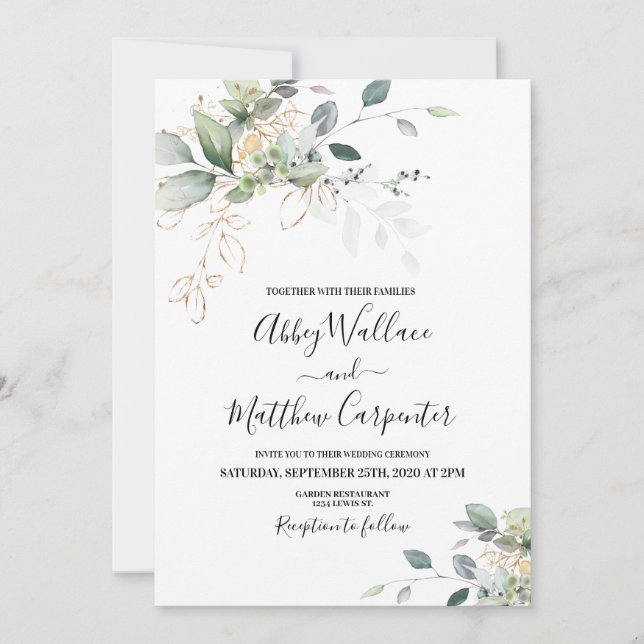 Greenery wedding invitation (Front)