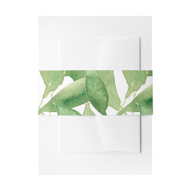 Greenery Wedding Invitation Belly Band (Front Example)
