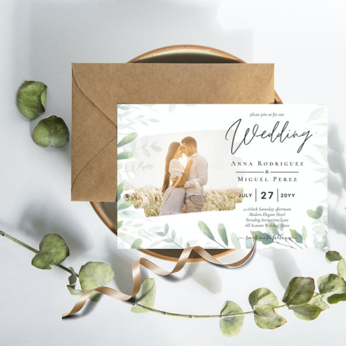 Greenery Wedding Invitation Eucalyptus Budget