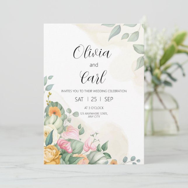 Greenery Wedding Invitation Eucalyptus Wedding  (Standing Front)