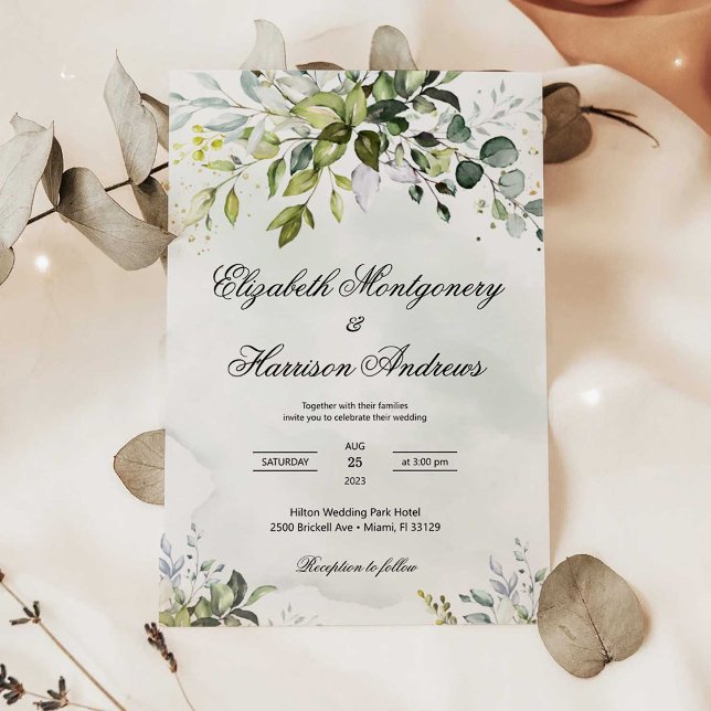 Greenery Wedding Invitation, Eucalyptus Wedding Invitation (Creator Uploaded)