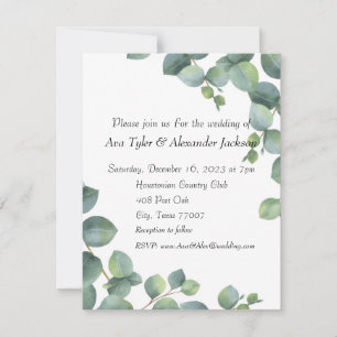 Greenery Wedding invitation Flat Card