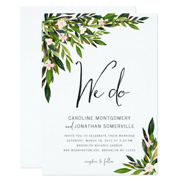 Greenery Wedding Invitation Set Botanical Invite