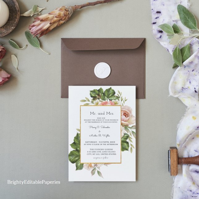 Greenery Wedding Invitation Template (Greenery Wedding Invitation Template : A perfect blend of nature and elegance)