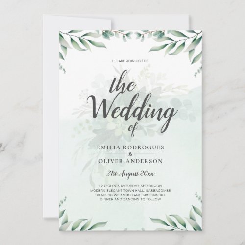 Greenery Wedding Invitations Website RSVP QR CODE