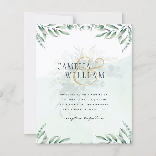 Greenery Wedding Invitations Website RSVP QR CODE (Front)