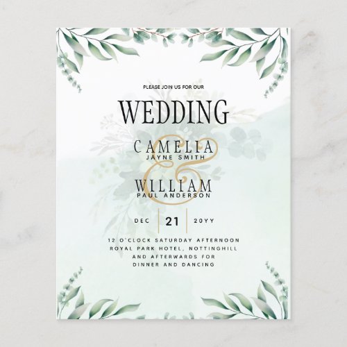 Greenery Wedding Invitations Website RSVP QR CODE Flyer