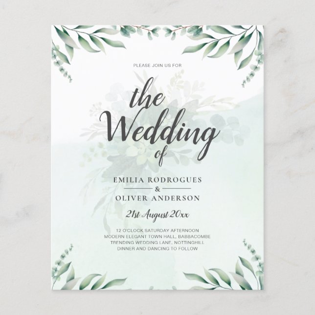 Greenery Wedding Invitations Website RSVP QR CODE Flyer (Front)