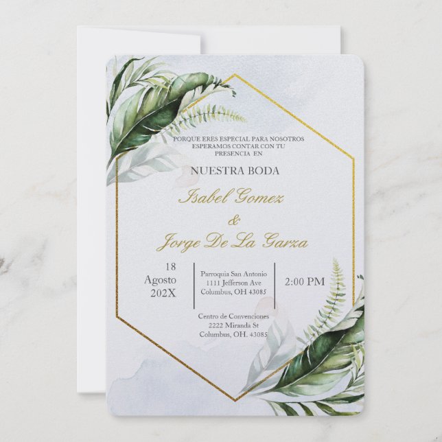 Greenery wedding invite (Front)
