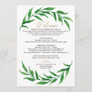 Greenery Wedding Itinerary Welcome Letter Program
