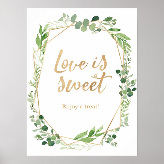 Greenery Wedding Love is sweet party sign (Front)