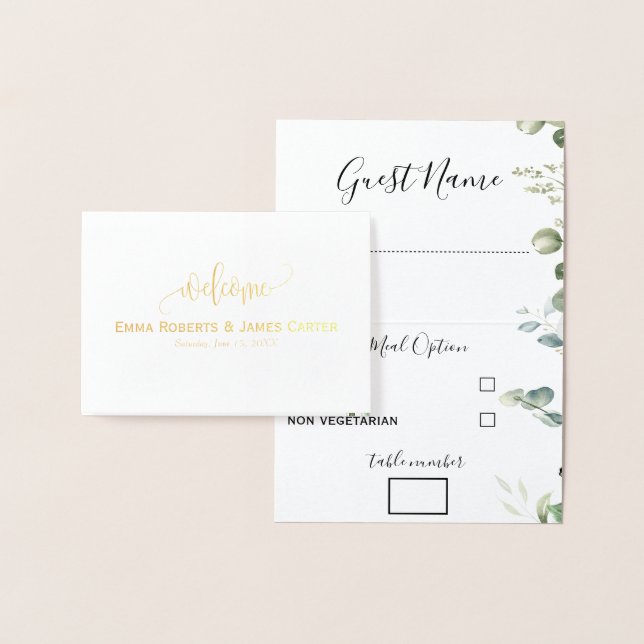Greenery Wedding Menu Choice Place Cards (Display)