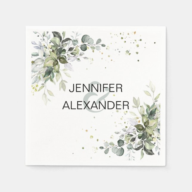 Greenery wedding napkins (Front)