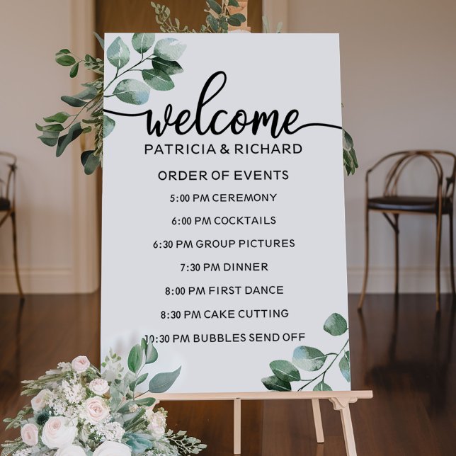 Greenery Wedding Order of Events Sign (Creator Uploaded)