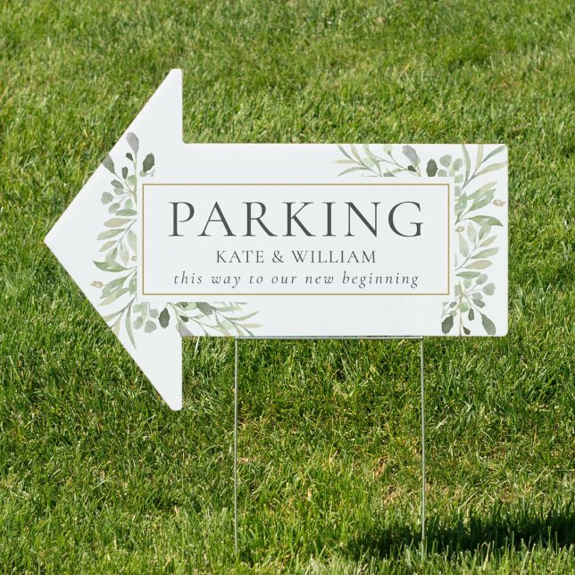 Greenery Wedding Parking This Way Arrow Sign (Greenery Wedding Parking This Way Arrow Sign)