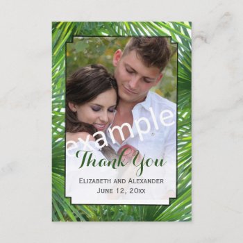 Greenery Wedding Photo Small Flat Thank You Card by elizme1 at Zazzle