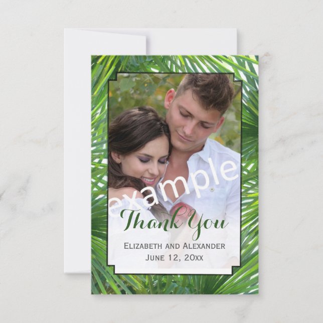 Greenery Wedding Photo Small Flat Thank You Card (Front)