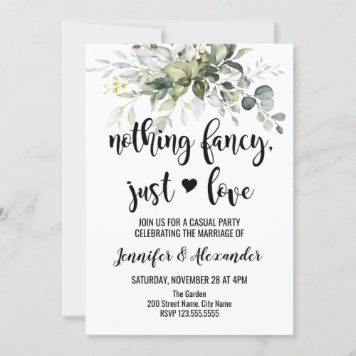 Greenery wedding reception invitation