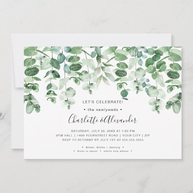 Greenery Wedding Reception Only Invitation (Front)