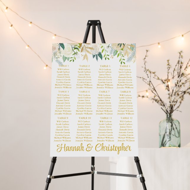 Greenery Wedding Reception Seating Plan Chic Gold Foam Board (In Situ (Stand))
