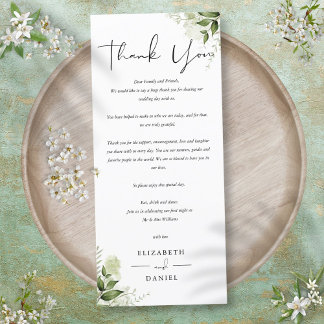 Greenery Wedding Reception Thank You Place Card