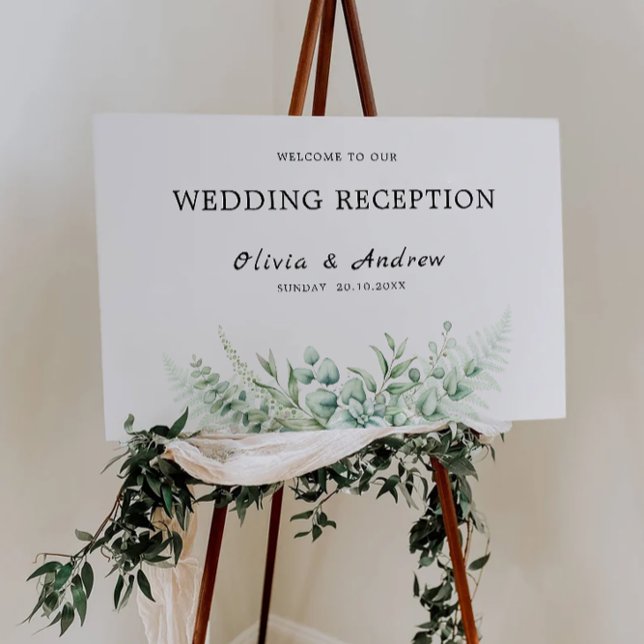 Greenery Wedding Reception Welcome Sign (Greenery Wedding Reception Welcome Sign)
