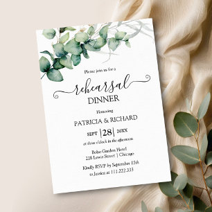 Greenery Wedding Rehearsal Dinner Invitation