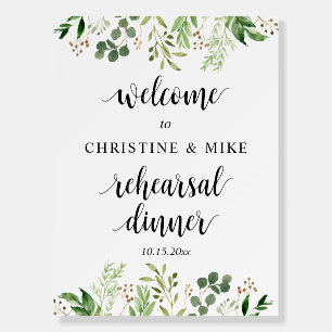 Greenery Wedding Rehearsal Dinner Welcome Foam Board